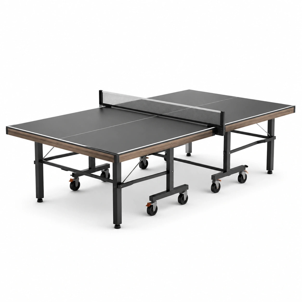 Tavolo da Ping Pong Pieghevole in MDF Nero con Struttura in Acciaio