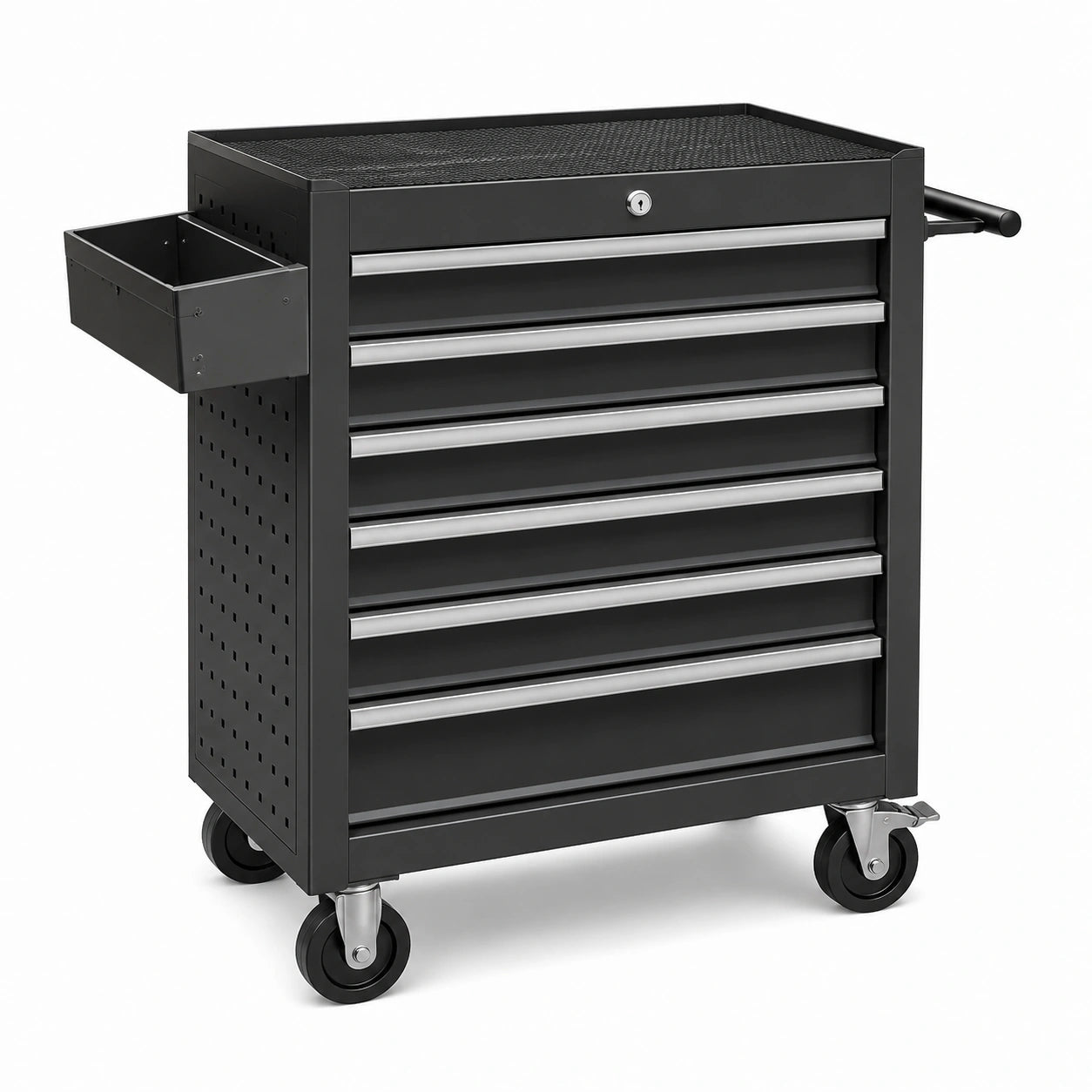Carrello portautensili in metallo nero con 6 cassetti