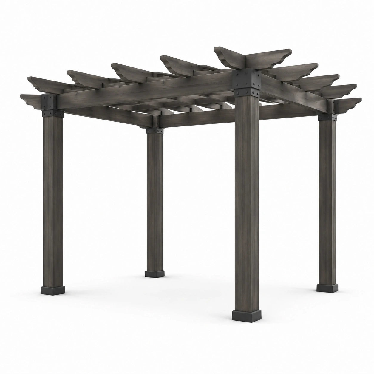 Pergola in legno e metallo per esterno 300x300x240 cm marrone