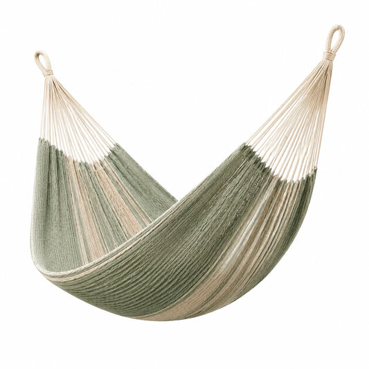 Amaca in Cotone a Strisce Verdi e Beige 200x150 cm
