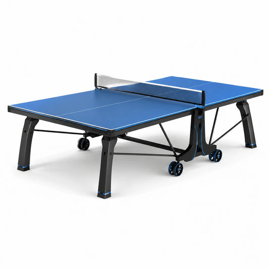 Tavolo da Ping Pong Pieghevole in MDF e Acciaio Blu con Rete