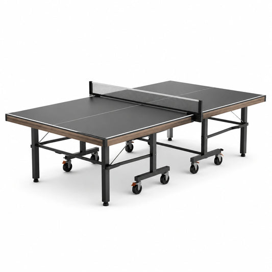 Tavolo da Ping Pong Pieghevole in MDF Nero con Struttura in Acciaio