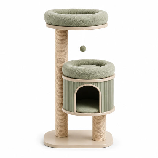 Tiragraffi per gatti in legno e sisal 100 cm verde e beige