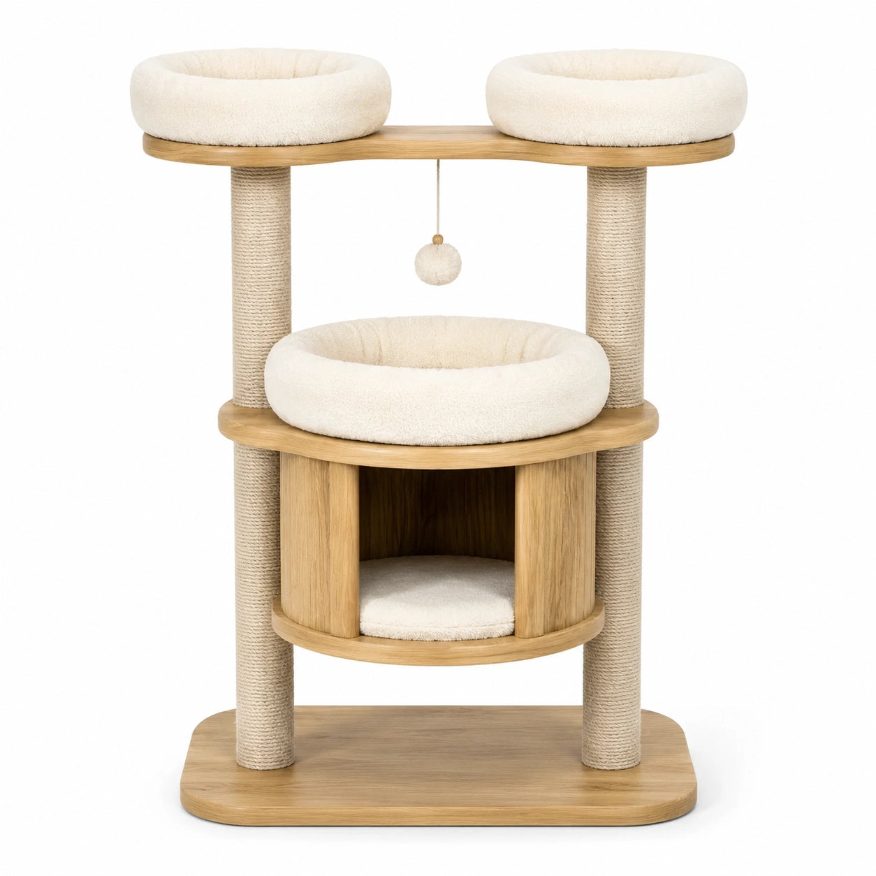 Tiragraffi per Gatti in Legno e Tessuto Beige