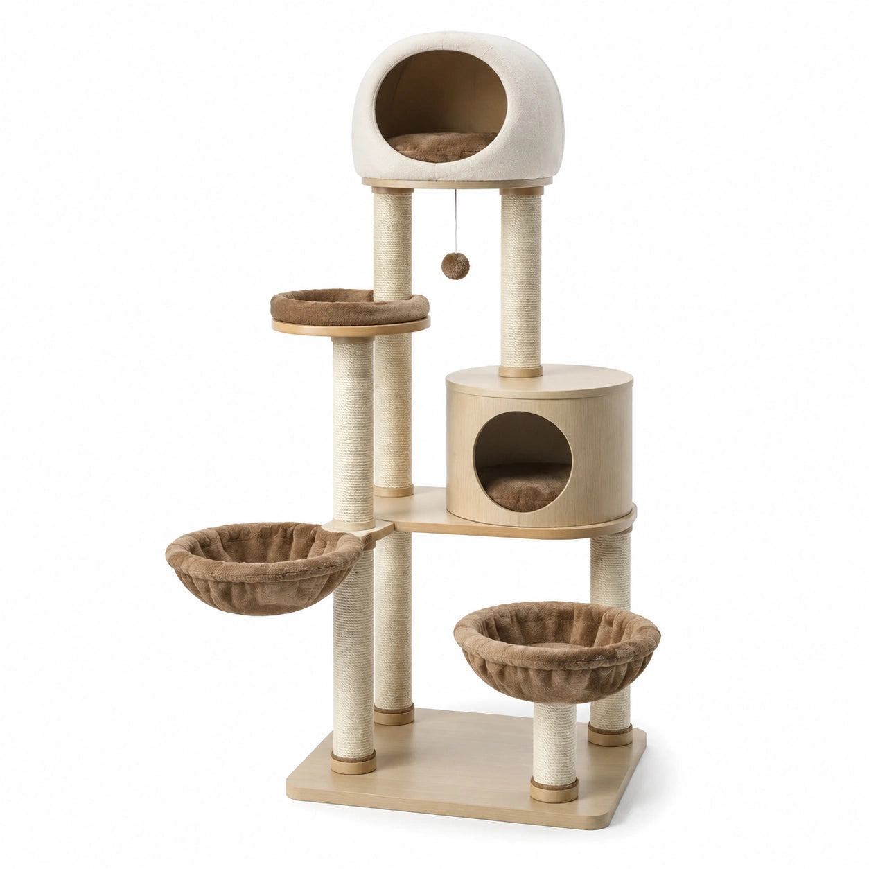 Tiragraffi per Gatti in Legno e Peluche