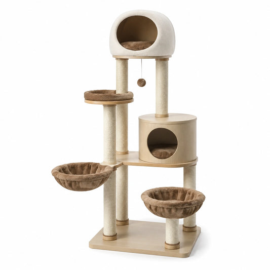 Tiragraffi per Gatti in Legno e Peluche