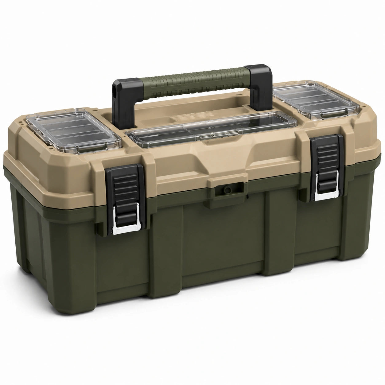 Cassetta degli attrezzi in plastica verde e beige